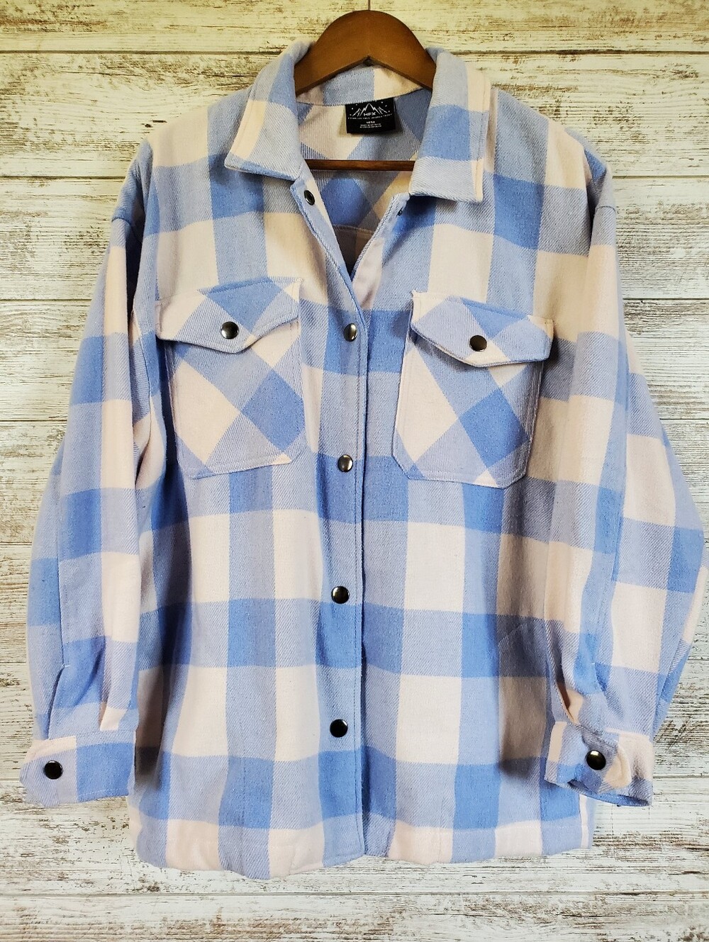HFX Buffalo Check Plaid Snap Flannel Shacket Jacket